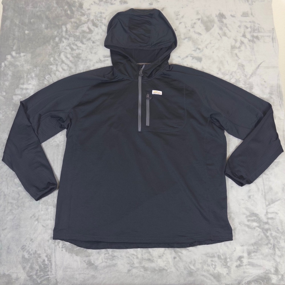 Orvis PRO Sun Hoodie Mens XXL Black 1/4 Zip Technical Grid Fleece Fishing Hiking